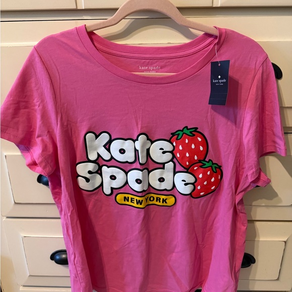 kate spade Tops - Kate Spade Strawberry T-Shirt NWT size Large